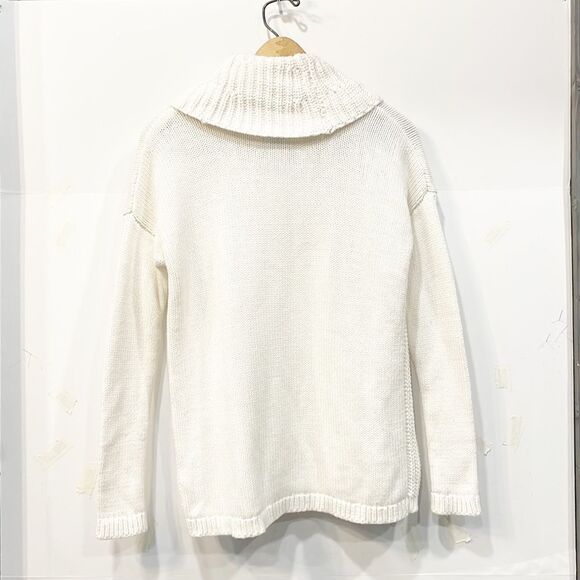 Rachel Zoe Womens Winter White Funnel Turtleneck Crochet Knit Inserts Sweater XS - Picture 3 of 6